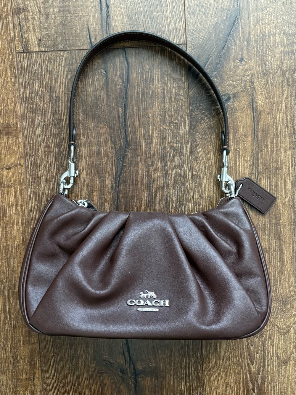 Coach Teri Shoulder Bag With Ruching, Maple/Silver